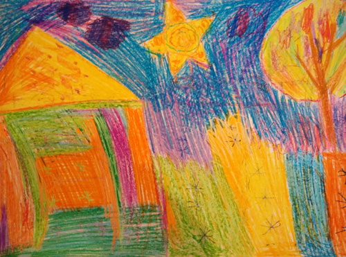 Конкурс на лучший детский рисунок на экологическую тематику - 2015. Маркевич Анна, 5 лет, «Солнечный день» (графика: восковые мелки)